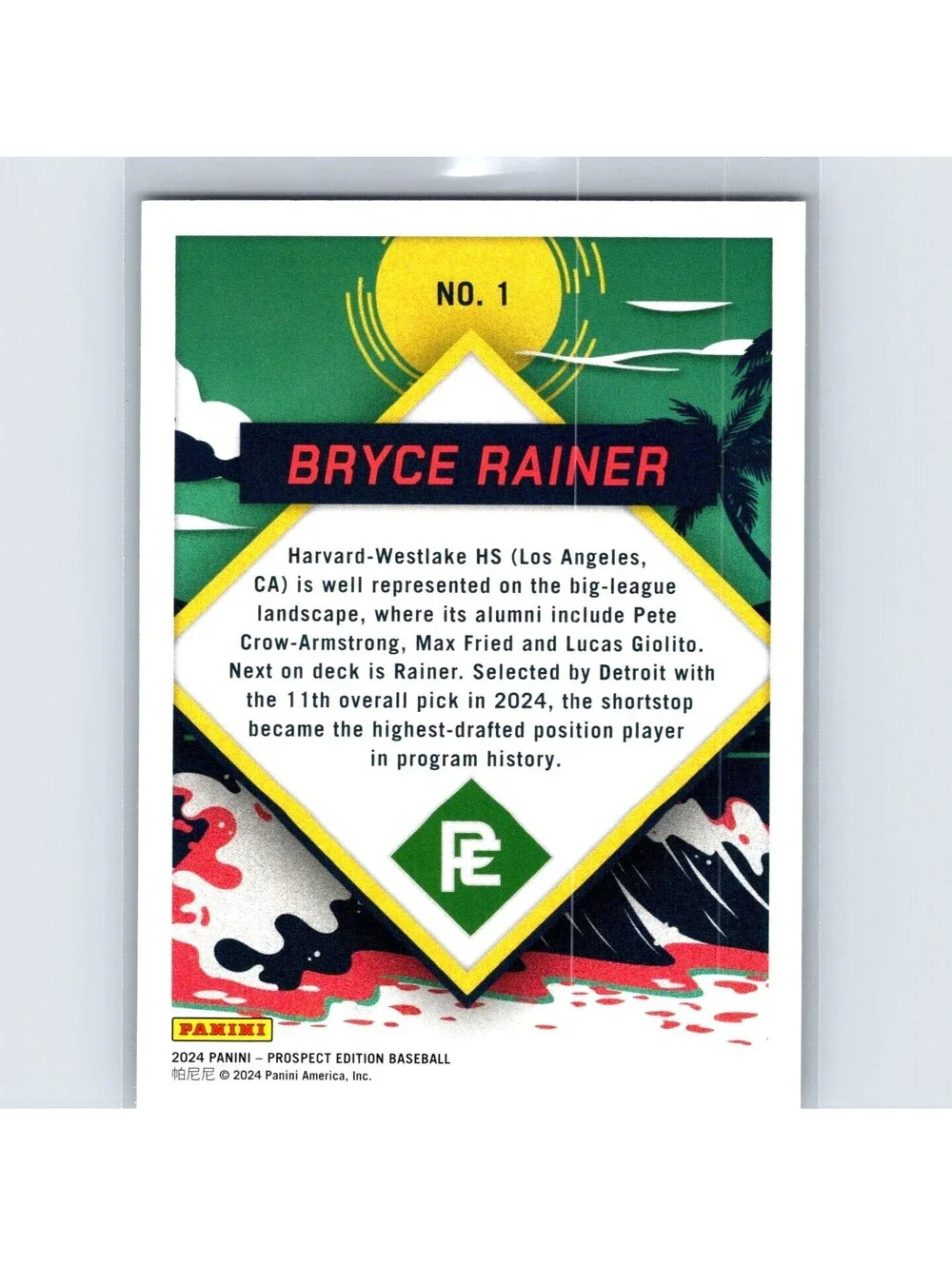 2024 Panini Prospect Edition - Bryce Rainer #1 - Prepping for the Pros #/25